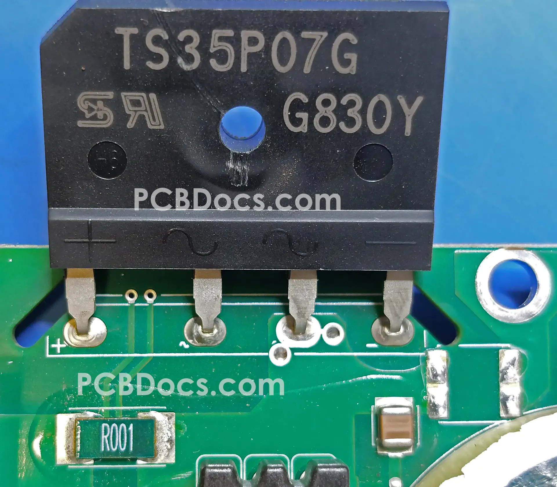 Eltek FlatPack2 3000W HE AC Input Bridge Rectifier Section Components Top View.