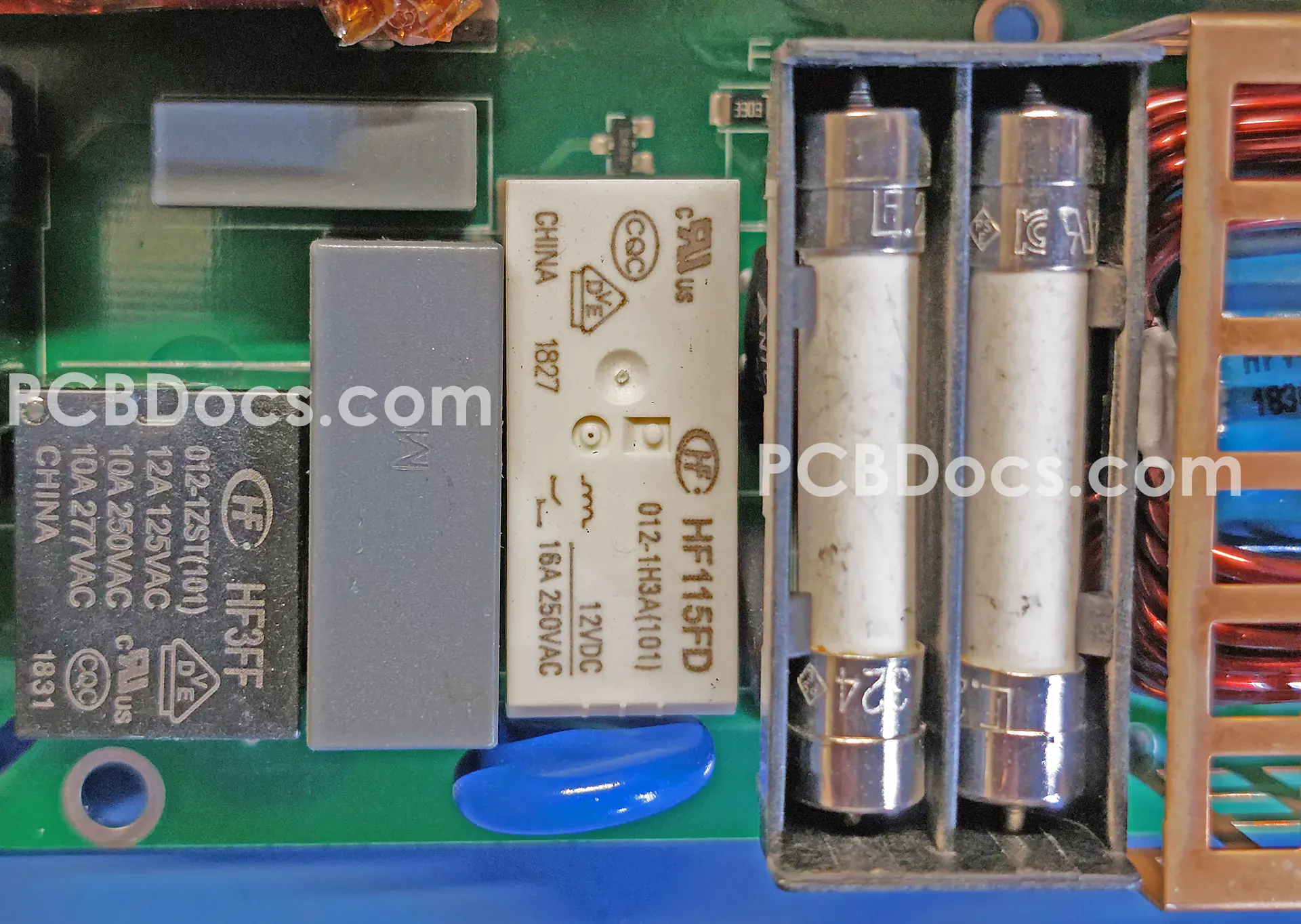 Eltek FlatPack2 3000W HE AC Input Protection Section Components Top View.